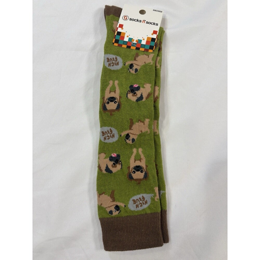 Socks N Socks Women’s One Size Pug Dog Knee high Socks 1 Pair